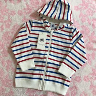 プチバトー(PETIT BATEAU)の☆SALE☆ 新品 プチバトー♡ トリコロールカラーマリニエールパーカ 18m(カーディガン/ボレロ)