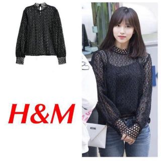 エイチアンドエム(H&M)の新品 H&M ハイネック レースブラウス US 4  TWICE ミナ着用(シャツ/ブラウス(長袖/七分))