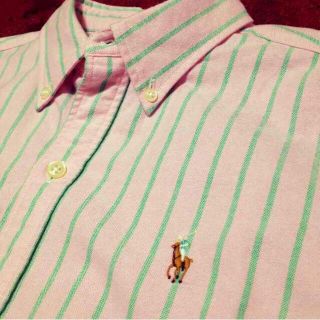 ポロラルフローレン(POLO RALPH LAUREN)の美品 薄ピンク半袖シャツ(カットソー(長袖/七分))