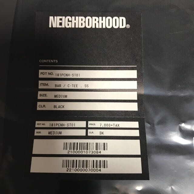 NEIGHBORHOOD(ネイバーフッド)の新品未使用ネイバーフッドTシャツ18ss  Black  M メンズのトップス(Tシャツ/カットソー(半袖/袖なし))の商品写真