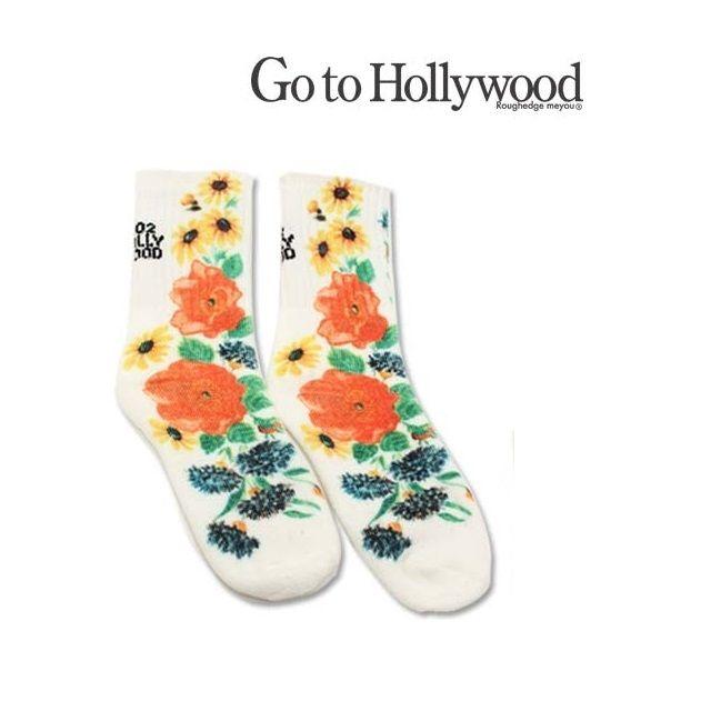 GO TO HOLLYWOOD(ゴートゥーハリウッド)のゴートゥーハリウッド 花柄とロゴソックス 新品　19～21㎝　 キッズ/ベビー/マタニティのこども用ファッション小物(靴下/タイツ)の商品写真