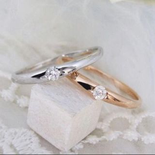 ダイヤモンド💎一粒K10WGリング💍★新品(リング(指輪))