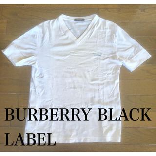 バーバリーブラックレーベル(BURBERRY BLACK LABEL)のバーバリーブラックレーベル Ｖネック 白Tシャツ (Tシャツ/カットソー(半袖/袖なし))