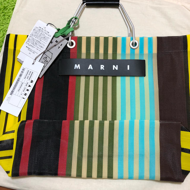 マルニ MARNI フラワーカフェマーケット ストライプバッグ マルチ ...