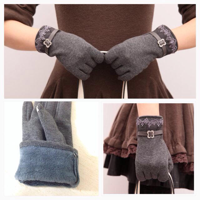 スマホ対応手袋 裏ボア グレー レディースのファッション小物(手袋)の商品写真