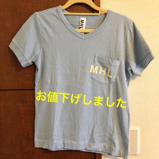 マーガレットハウエル(MARGARET HOWELL)の美品未使用MHL薄ブルーVネックTシャツ(Tシャツ(半袖/袖なし))