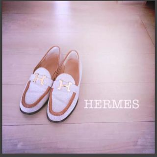 【18万】Hermes エルメス キャンバス生地 ローファー