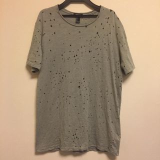 フォーエバートゥエンティーワン(FOREVER 21)のFOREVER 21 ダメージ加工 クルーネック Tシャツ S 中古 グレーOD(Tシャツ/カットソー(半袖/袖なし))