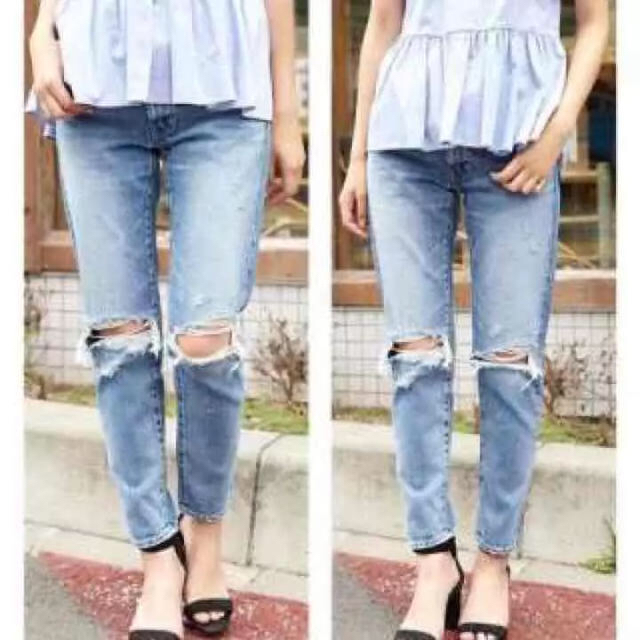 レディース moussy - マウジーMOUSSYクラッシュ テーパード デニム24