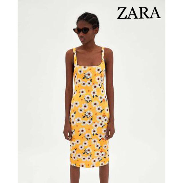 ZARA(ザラ)のsale!新品タグ付☆ZARAザラ☆ひまわり柄ポンチローマドレス レディースのワンピース(ミニワンピース)の商品写真