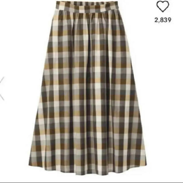 GU(ジーユー)の【即購入OK！】GUチェックフレアロングスカート　ブラウンSサイズ レディースのスカート(ロングスカート)の商品写真