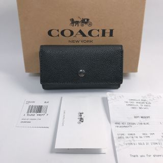 コーチ(COACH)の新品！COACH 　レザー　キーケース　Black/CM(キーケース)