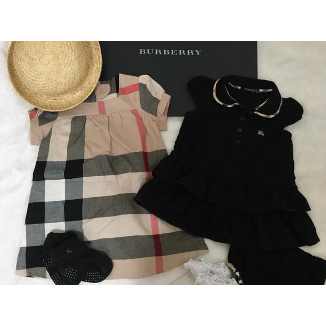 BURBERRY(バーバリー)の再々値下げ！バーバリー ロゴマーク入 フリルワンピース 三陽商会☆多数 おまけ付 キッズ/ベビー/マタニティのベビー服(~85cm)(ワンピース)の商品写真