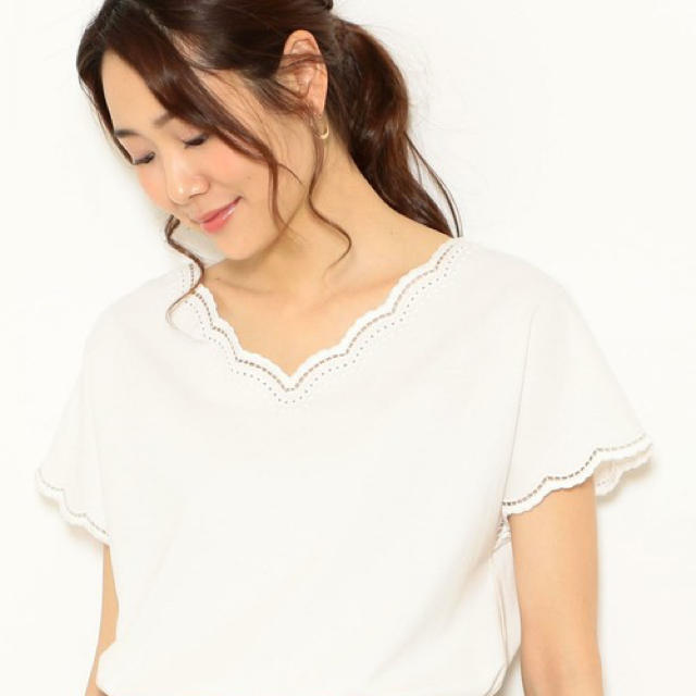 UNITED ARROWS green label relaxing(ユナイテッドアローズグリーンレーベルリラクシング)のグリーンレーベル NFC スカラップ シシュウ Tシャツ♡値下げ♡ レディースのトップス(Tシャツ(半袖/袖なし))の商品写真