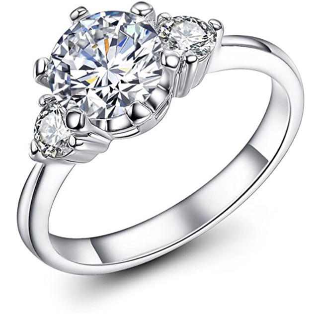 婚約指輪 ジルコニア K18 ホワイトゴールド 3粒 2ct 細身 レディースのアクセサリー(リング(指輪))の商品写真