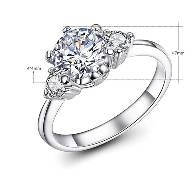 婚約指輪 ジルコニア K18 ホワイトゴールド 3粒 2ct 細身 レディースのアクセサリー(リング(指輪))の商品写真