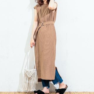 ナチュラルクチュール(natural couture)のnatural couture Dカンベルト付きワッフルTワンピ新品未使用(ロングワンピース/マキシワンピース)