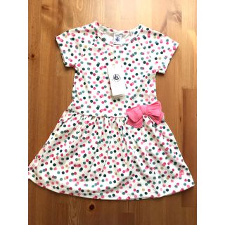 プチバトー(PETIT BATEAU)のSALE ☆プチバトー  プリントフレンチスリーブワンピース(ワンピース)