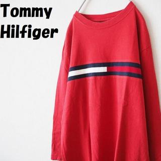 トミーヒルフィガー(TOMMY HILFIGER)の【人気】TOMMY HILFIGER フラッグTシャツ 七分丈 赤 USサイズS(Tシャツ/カットソー(七分/長袖))
