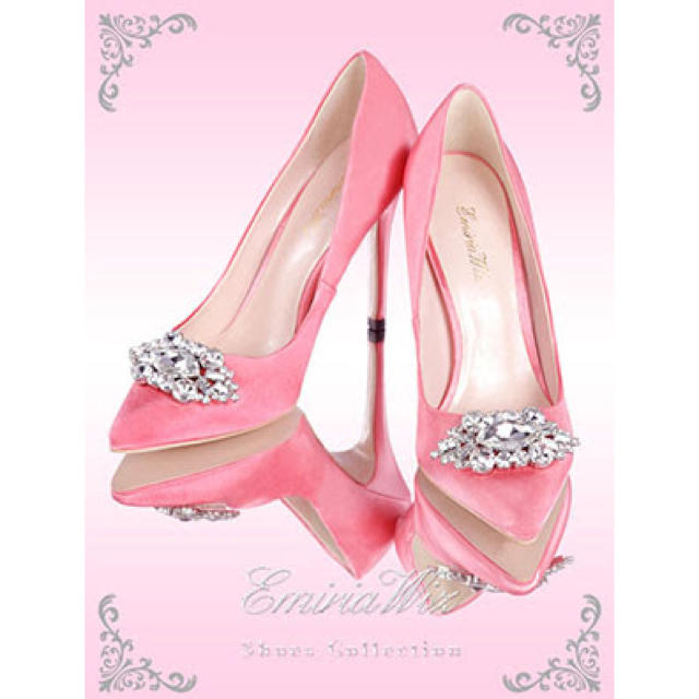 エミリアウィズ EmiriaWiz ピンク サテン パンプス ピンヒール 靴