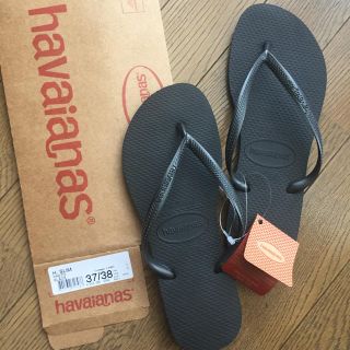 ハワイアナス(havaianas)の新品未使用☆ハワイアナス/ブラックビーサン(スリム)(ビーチサンダル)