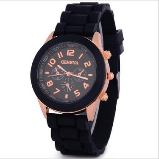 プレゼントにも♪おしゃれビビットカラーシリコン腕時計 watch-w-08-黒(腕時計(アナログ))