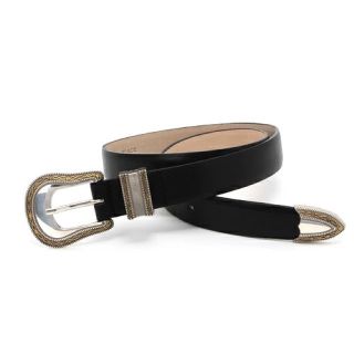 ブラックバイマウジー(BLACK by moussy)のblkby Genuine leather belt 美品 黒(ベルト)