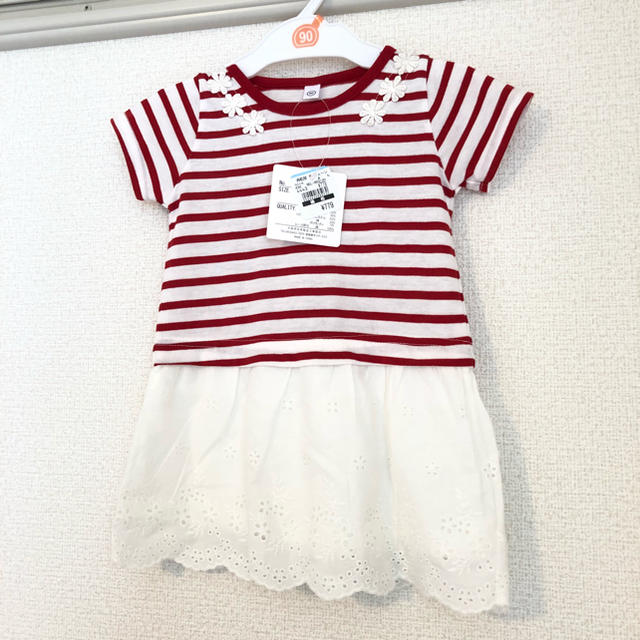 西松屋(ニシマツヤ)の西松屋ボーダーワンピース キッズ/ベビー/マタニティのキッズ服女の子用(90cm~)(ワンピース)の商品写真