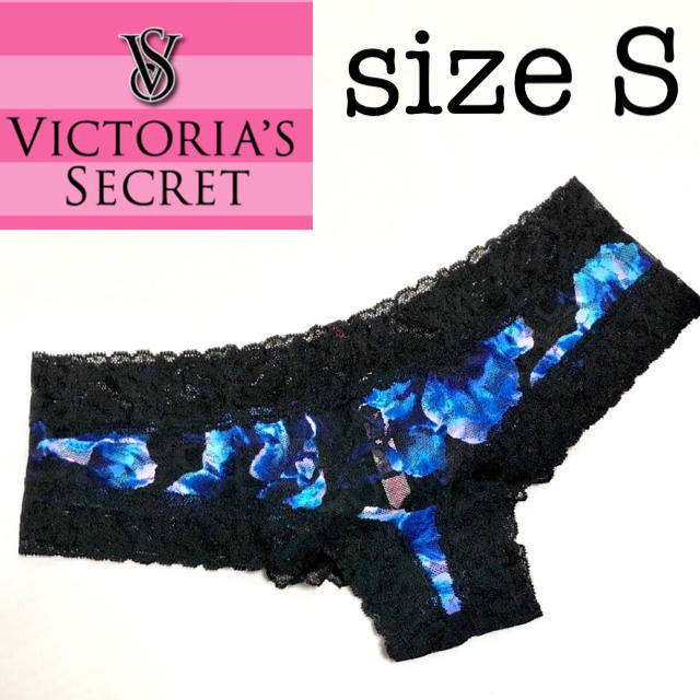 Victoria's Secret(ヴィクトリアズシークレット)のオールラバーレースチークスター♦︎ブラックブルーフローラル レディースの下着/アンダーウェア(ショーツ)の商品写真