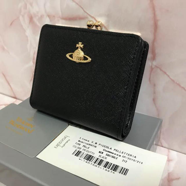 箱付き◆Vivienne Westwood 金色ロゴがま口財布◆black正規品