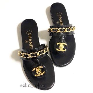 シャネル(CHANEL)のシャネル チェーン ココマーク サンダル 35 ターンロック 【E941】(サンダル)