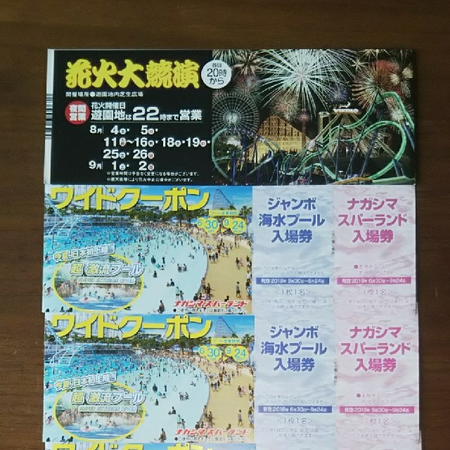 ナガシマスパーランド+ジャンボ海水プール ワイドクーポン 2冊-