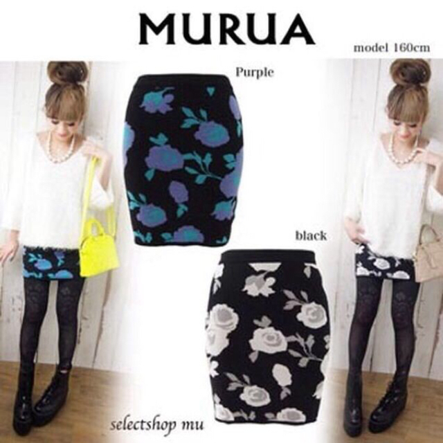 MURUA(ムルーア)の美品ムルーア♥︎ローズニットスカート レディースのスカート(ミニスカート)の商品写真