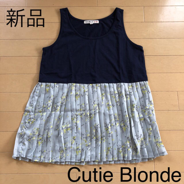 Cutie Blonde(キューティーブロンド)の新品☆キューティーブロンド 花柄プリーツ切り替えタンクトップ レディースのトップス(タンクトップ)の商品写真