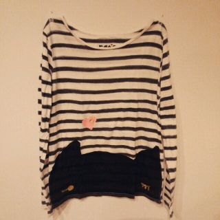 ツモリチサト(TSUMORI CHISATO)のcat'sツモリチサト ボーダーTシャツ(カットソー(長袖/七分))