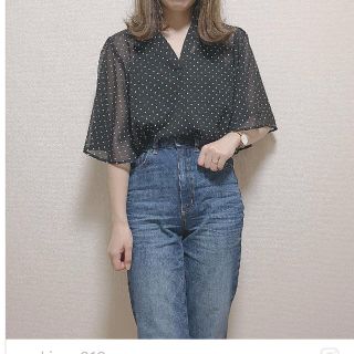 ドットブラウス♡新品 インナー付き(シャツ/ブラウス(半袖/袖なし))