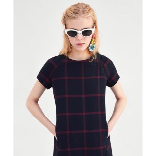 ザラ(ZARA)の新品☆ZARA ザラ trf ワンピース レディース チェック柄 スウェット(ひざ丈ワンピース)