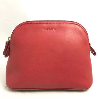 コーチ(COACH)のCOACH オールドコーチ 赤レザー 台形ポーチ ミニバッグ アンティーク レア(ポーチ)