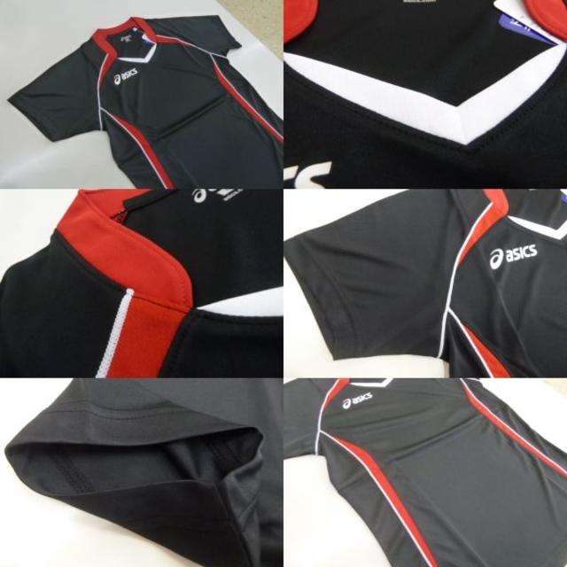 asics(アシックス)のＬ 黒赤)アシックス★XW1306 ゲームシャツ半袖 Tシャツ 薄手 吸汗速乾 スポーツ/アウトドアのスポーツ/アウトドア その他(バレーボール)の商品写真