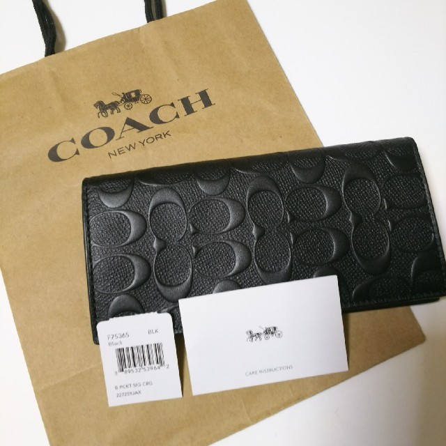 COACH - 〈新品〉コーチ COACH シグネチャー 型押し 二つ折り長財布 ブラックの通販 by とも's shop｜コーチならラクマ