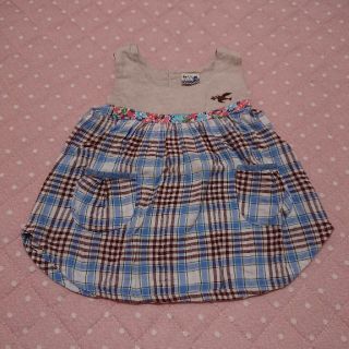 プチジャム(Petit jam)の＊のらまゆ様専用＊size100★プチジャム★ノースリーブチュニック★麻×ブルー(ブラウス)