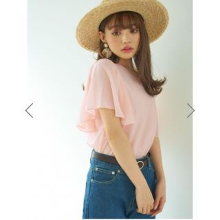 グレイル(GRL)の値下げ！新品！今季！グレイル フリルスリーブジョーゼットトップス(カットソー(半袖/袖なし))