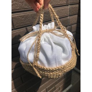 【popo様 専用】浴衣用 カゴ風麻紐バッグ(和装小物)