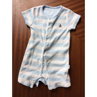 ベビーギャップ(babyGAP)の BabyGAP 綿100%パイル地ボーダーロンパース 60サイズ (ロンパース)