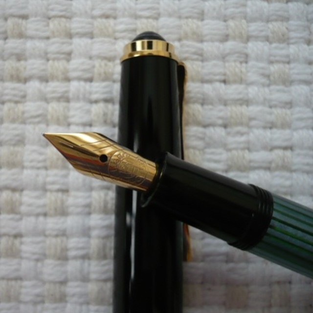 美品★レア ビンテージ ペリカン Pelikan 400NN 緑縞 万年筆 EF