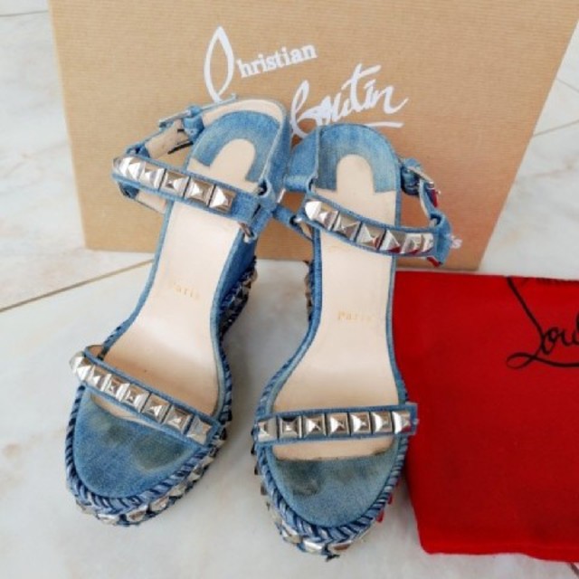 Christian louboutin ルブタン デニム サンダル 36.5 | www