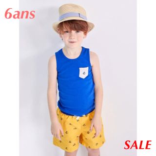 プチバトー(PETIT BATEAU)の☆SALE☆新品 プチバトー♡ポケット付きタンクトップ ブルー 6ans 116(Tシャツ/カットソー)