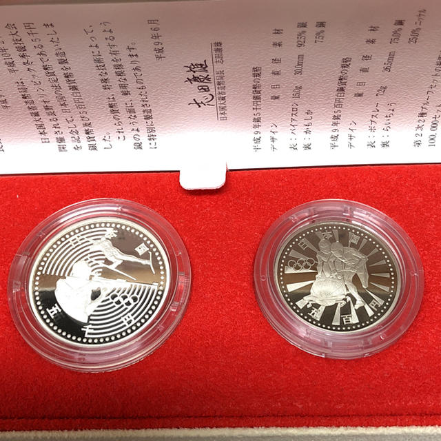 長野オリンピック冬季競技大会記念硬貨。