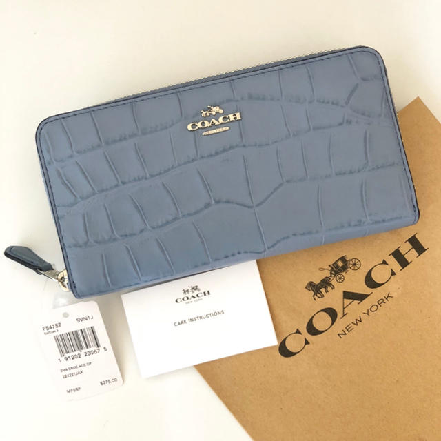 COACH(コーチ)のCOACH コーチ 長財布 クロコダイル ダスク ブルー レディースのファッション小物(財布)の商品写真