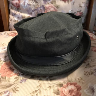 帽子 58センチ グレーにブラックの細いストライプ(ハット)